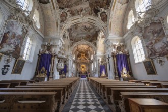 Interior of the parish church and basilica Mariae Empfängnis, Wilten Insbruck, Austria