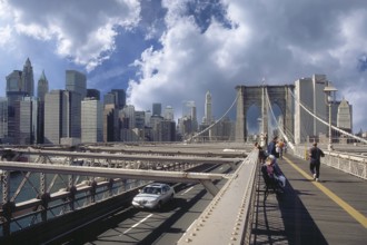 View of Manhattan from the Brooklyn Bridge, New York City, USA