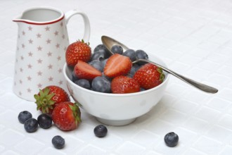 Bowl with blueberries and strawberries