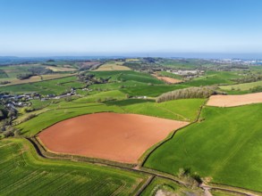 Farms and Fields over Paignton from a drone, Devon, England, United Kingdom