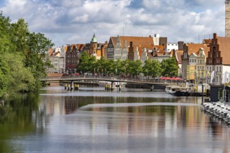 Old town and Trave in the Hanseatic city of Lübeck, Schleswig-Holstein, Germany
