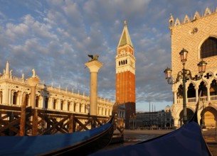 View of the Doge's Palace and the Piazzetta from the water in the morning, Venice, Veneto, Italy