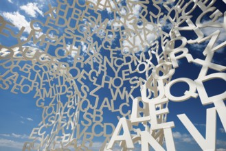 Sculpture made of letters, Le Nomade, artist Jaume Plensa, Antibes, Provence Alpes Côte d'Azur,