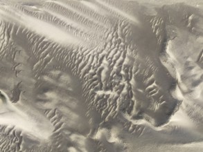 Patterns in the sand of the Namib Desert. Aerial view. Drone shot. Skeleton Coast National Park,