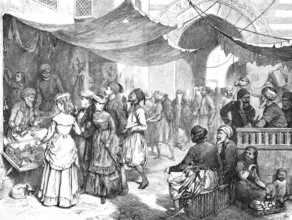 In the Cairo Bazaar, 1869, Egypt, Historical, Reproduction from a 19th century scene