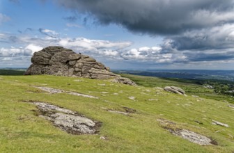 The Haytor Rocks in Dartmoor National Park. Bovey Tracey, Devon, South England, Great Britain