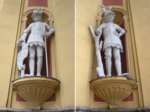 Two sculptures, the giant Haymon founder of the monastery and his opponent the giant Thyrsus,