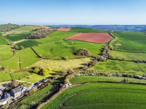 Farms and Fields over Paignton from a drone, Devon, England, United Kingdom