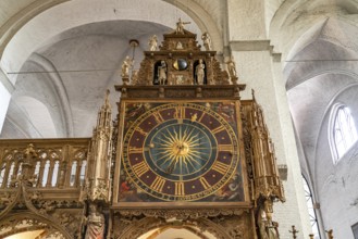 Church clock in the interior of Lübeck Cathedral, Hanseatic City of Lübeck, Schleswig-Holstein,