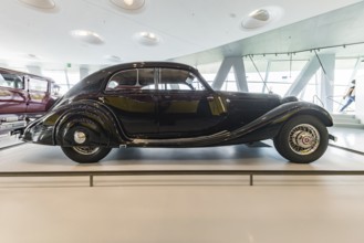 Mercedes-Benz 320 streamlined saloon from 1939. The Mercedes-Benz Museum in Stuttgart presents a