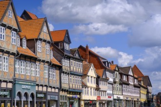 Half-timbered houses, Lange Herzogstraße, at the town market, Wolfenbüttel, Lower Saxony, Germany