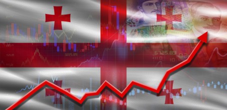 Georgia financial growth on market graph. Georgia economic growth on financial graph