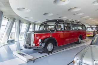 Mercedes-Benz O 3500 all-weather touring coach from 1952. The Mercedes-Benz Museum in Stuttgart