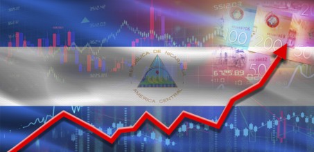 Nicaragua financial growth on market graph. Nicaragua economic growth on financial graph