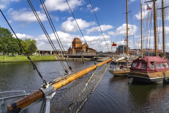 Traditional sailing ships in the museum harbour of the Hanseatic city of Lübeck,