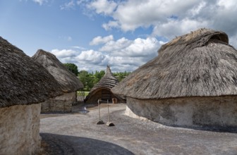 The replicas of Neolithic houses are part of the Neolithic Living and Houses exhibition at the