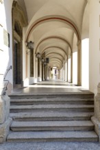 Arcade of the town hall in Bad Windsheim, Bavaria, Germany