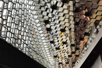 Honeycomb windows, glass façade, interior view, Harpa concert hall, architect Henning Larsen,