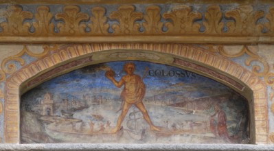Fresco of the Wonder of the World Colossus of Rhodes at the Fountain of Wonders, 1508, in the