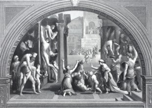 Incendio del Borgo, Fire in the Borgo, fresco by Raphael. It depicts the legend of a fire that