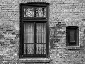 Window in brick wall, Mecklenburg-Western Pomerania, Germany