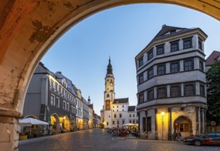 Untermarkt - Lower Market Square with the Old Town Hall Clock Tower and Waage building by night,