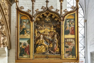Altar of the Virgin Mary with the Unicorn Hunt, interior of Lübeck Cathedral, Hanseatic City of