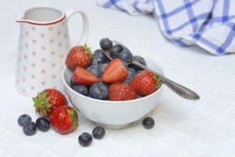 Bowl with blueberries and strawberries