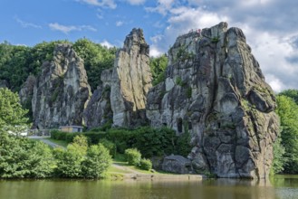 The Externsteine, a sandstone rock formation around 40 metres high in the Teutoburg Forest, are a