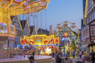 Fair on market square illuminates Rinteln Schaumburg Germany
