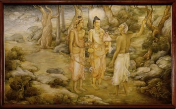 Temple of the sacred Tooth Relic or Sri Dalada Maligawa, Painted panel depicting the history of the