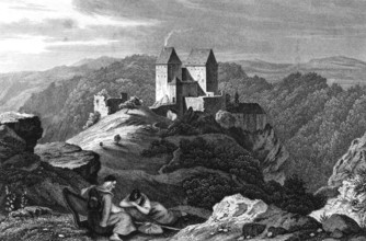 Rabeneck Castle, high medieval aristocratic castle, around 1800, Franconian Switzerland, Bayreuth