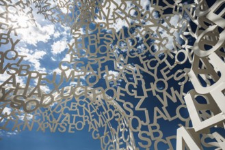 Sculpture made of letters, Le Nomade, artist Jaume Plensa, Antibes, Provence Alpes Côte d'Azur,