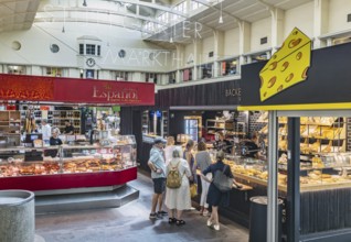 Stuttgart market hall in Art Nouveau architectural style. Food market in the upper price segment.