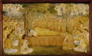 Temple of the sacred Tooth Relic or Sri Dalada Maligawa, Painted panel depicting the history of the