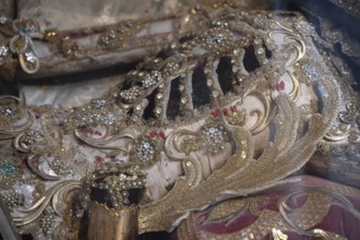 Catracomb Saint Clemens, laid in a glass coffin, Baroque parish church of St Nicholas, 1725,