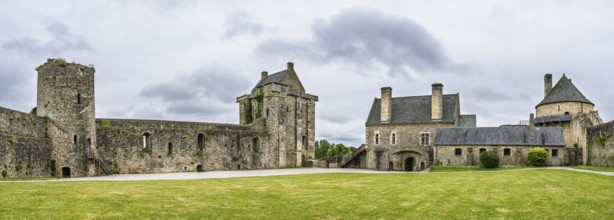Panorama of Castle ruin of Chateau de Saint-Sauveur-le-Vicomte, Manche, Normandy, France