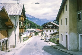 Historic village buildings and street Sellrain, district of Innsbruck-Land, Tyrol, Austria, Europe