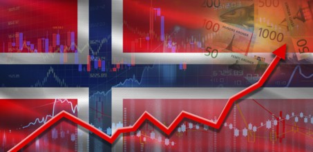 Norway financial growth on market graph. Norway economic growth on financial graph