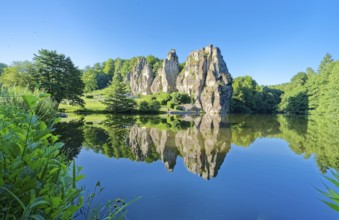 The Externsteine, a sandstone rock formation around 40 metres high in the Teutoburg Forest, are a