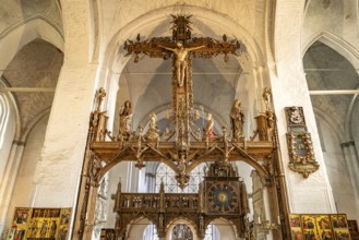 Triumphal cross in the interior of Lübeck Cathedral, Hanseatic City of Lübeck, Schleswig-Holstein,