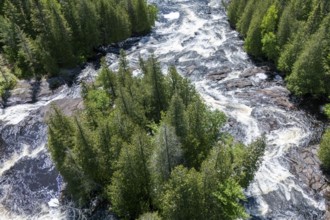 Rapids, White waters flowing through the boreal forest, River du Loup, Mastigouche wildlife