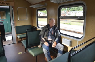 Raging Roland railway carriage on Rügen, Mecklenburg-Western Pomerania, Germany