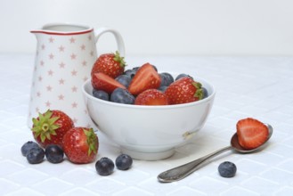 Bowl with blueberries and strawberries
