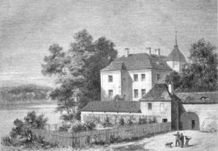 Hunting Lodge Grunewald in Berlin in 1870, Germany, Historical, Reproduction from a model with a