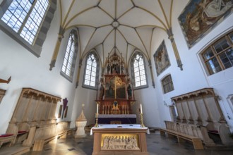 Chancel of the parish church of St John the Baptist, rebuilt after a fire in 1872 in neo-Gothic