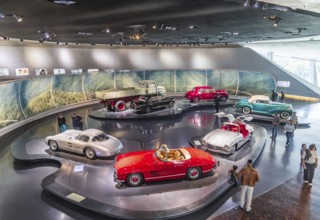 The Mercedes-Benz Museum in Stuttgart presents a journey through the automotive history of the