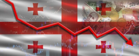 Georgia financial crisis on economic graph. Financial fall of Georgia on economy market