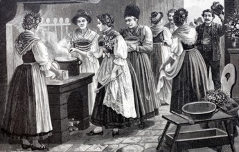 Soup salting, a wedding custom in Upper Bavaria, The bride must flavour the wedding soup and prove