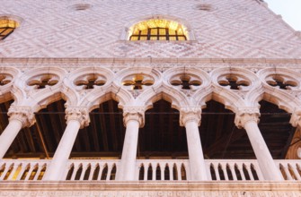 West façade of the Doge's Palace in the morning, Venice, Veneto, Italy